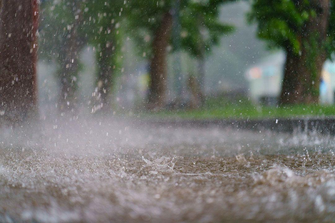 heavy rain on a pavement