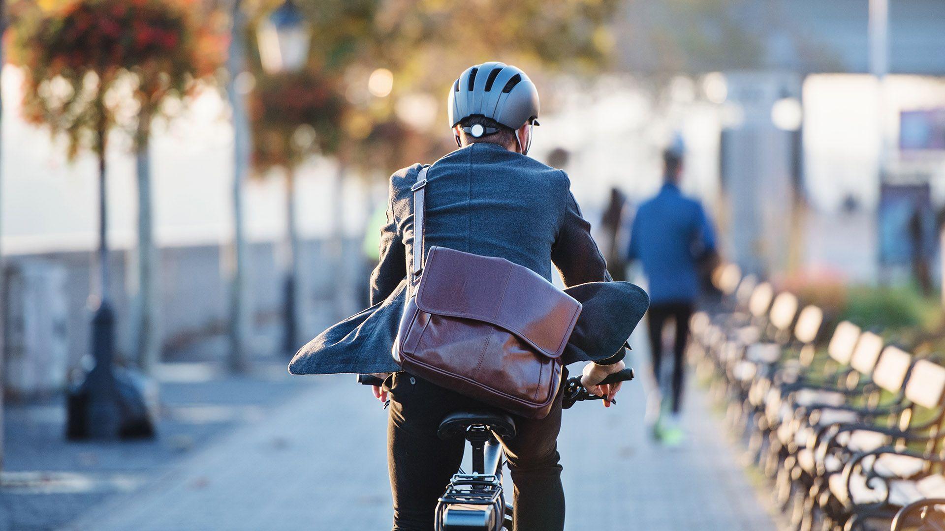 Man commuting on a bike